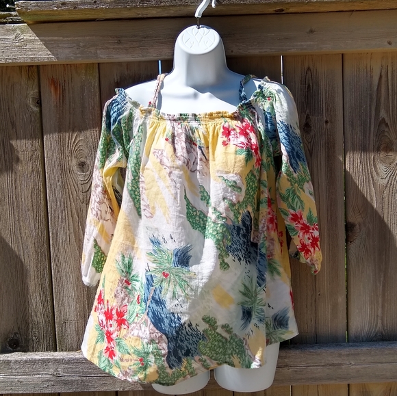 R.L. Chaps Floral Printed Cotton Blouse - Picture 1 of 5